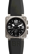Bell & Ross Aviation Svart/Gummi 46x46 mm Bell & Ross Aviation Svart/Gummi 46x46 mm