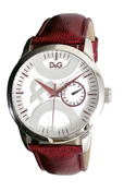 Dolce & Gabbana D&G Twin Silver Dial Brown Leather