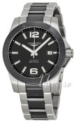 Longines Conquest Ceramic Bezel Black Dial Steel/Ceramic Bracele Longines Conquest Ceramic Bezel Black Dial Steel/Ceramic Bracele