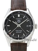 TAG Heuer Carrera Twin Time Black Dial Brown Leather
