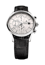 Maurice Lacroix Les Classiques Chronographe Silverfärgad/Läder Ø Maurice Lacroix Les Classiques Chronographe Silverfärgad/Läder Ø