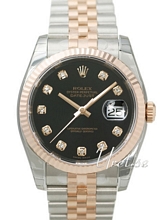 Rolex Datejust Black Dial Jubilee Bracelet Diamond