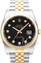Rolex Datejust Black Dial Yellow Gold / Steel Jubilee Bracelet D