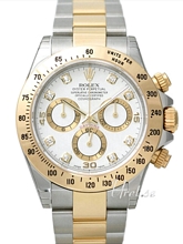 Rolex Daytona White Diamond Dial Yellow Gold/Steel Oysterlock Br