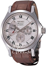 Seiko Premier Silver Dial Brown Leather Automatic