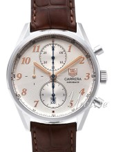 TAG Heuer Carrera Heritage Chronograph Silver Dial Leather