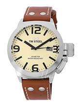 TW Steel Canteen Beige Dial Leather Strap