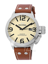 TW Steel Canteen Beige Dial Leather Strap