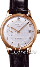 Zenith Class Silver Guilloche Dial Black Leather Rose Gold