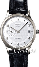Zenith Class Silver Guilloche Dial Black Leather White Gold
