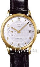 Zenith Class Silver Guilloche Dial Black Leather Yellow Gold